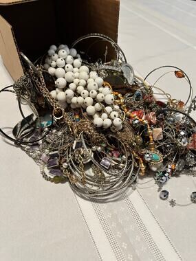 3.8 lbs Vintage & Modern Jewelry Lot Tangled Necklaces Bracelets Earrings